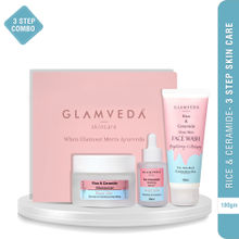Glamveda Korean Glass Skin Rice & Ceramide 3 Step Skincare (Face Wash + Serum + Moisturizer )