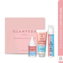 Glamveda Korean Glass Skin Rice & Ceramide 3 Step Skincare(Face Wash + Serum + Sunscreen )