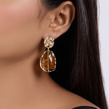 Pipa Bella by Nykaa Fashion Gold and Brown Resin Drop Earrings