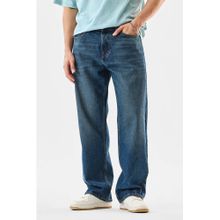 Snitch Blue Washed Loose Casual Jeans