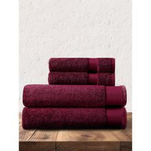 Amouve 2 Bath, 2 Hand Towels, Luxurious & Super Absorbent, 700 GSM, Burgundy (Pack of 4) (L)