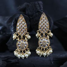 Priyaasi Fancy Stylish Gold-plated Kundan Studded Jhumka With Pearl Drop -ear-pr-50496
