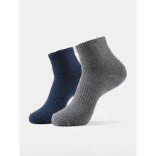 Jockey 7106 Men Cotton Elastane Ankle Length Socks - Navy and Charcoal Mel (Pack of 2)