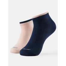 Jockey 7491 Women Compact Cotton Low Show Socks - Rose Smoke and Navy (Pack of 2)