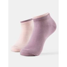 Jockey 7491 Women Compact Cotton Low Show Socks-Elderberry and Pink Melange (Pack of 2)