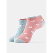 Jockey 7480 Women Compact Cotton Low Show Socks - Mist and Brandied Apricot (Pack of 2)