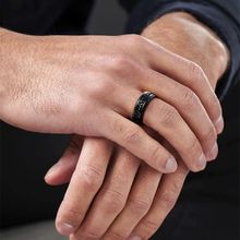 Yellow Chimes Men Black Stainless Steel Finger Ring