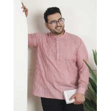 SOJANYA Men Cotton Woven Design Pink Short Kurta