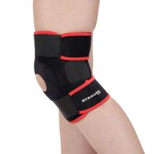 Strauss Adjustable Knee Support Patella, Single (Free Size, Black-Red)