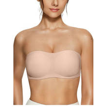 Rheal Curve Women Nude Non-Slip Silicone Grip Bandeau Tube Bra