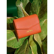 Accessorize London Womens Faux Leather Orange Flap Zip Around Wallet