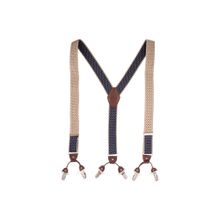 The Tie Hub Navy Blue With Brown Y Back Clip On Suspender