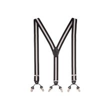 The Tie Hub Black With White Stripe Y Back Clip On Suspender
