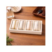 The Big Trove Luxury Cream Velvet 4 Slot Bracelets Organizer & Storage Display Tray For Closet