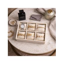 The Big Trove Luxury Cream Velvet 6 Slot Bracelets Organizer & Storage Display Tray For Closet