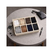 The Big Trove Luxury Cream Velvet 8 Slot Socks Organizer & Storage Display Tray For Wardrobe