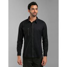 KAZO Zipper Closure Cotton Stretch Shirt With Pocket