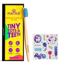 Matra Bamboo Toothbrush for Kids with Cute Stickers - Blue