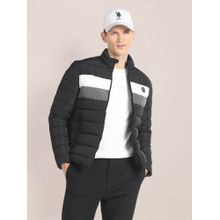 U.S. POLO ASSN. High Neck Striped Puffer Jacket