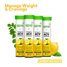Oziva ACV Moringa To Control Cravings, Apple Cider Vinegar, No Maltodextrin Lemon Masala (Pack of 4)