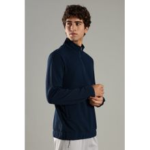 DOMIN8 Men Blue High Neck Relaxed Sweatshirt