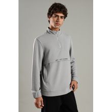 DOMIN8 Men Grey High Neck Relaxed Sweatshirt