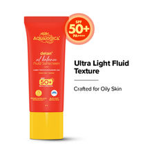 Aqualogica Detan Fluid Sunscreen SPF50+ PA++++ UVA, UVB with Hyaluronic Acid For Tanned & Oily skin