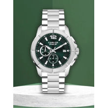Carlos Philip Mens Analog Green Watch with Stainless Steel Band (M)