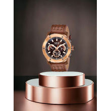 Carlos Philip Mens Analog Brown Watch with Leather Band (M)