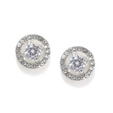 Fabula Jewellery Silver & White Crystal Solitaire Ear Stud Earrings