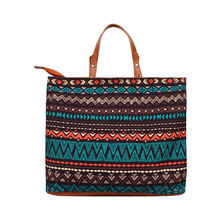 Anekaant Turquoise & Multi Geomat Digital Printed Canvas & PU Sling Bag