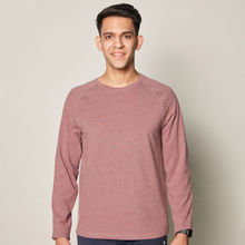 GLOOT Anti Odor Cotton Long Sleeve Round Neck T-Shirt - Burgundy Melange