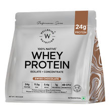 Wellbeing Nutrition Whey Protein Isolate & Concentrate, 24g Protein, Probiotics, Swiss Chocolate