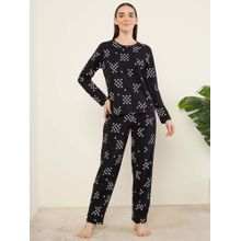 Sweet Dreams Womens Printed Nightsuit Black
