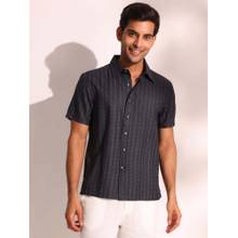 Fabindia Black Viscose Silk Self Design Shirt
