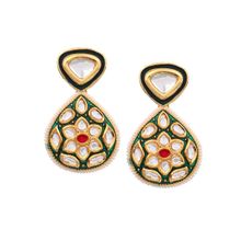 AARSEE OFFICIAL Gold-Plated Green Jadau Kundan Earrings