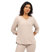 BlissClub Women Beige Airmelt Tm Apple Hem T-Shirt