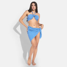 Secrets By ZeroKaata Women Ribbed Halter Beach Wear Bikini Set with Sarong
