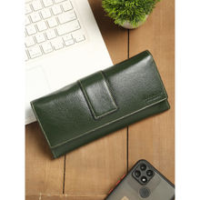 Teakwood Women Green Solid Two Fold Leather Wallet