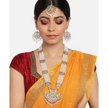 Zaveri Pearls Antique Gold Tone Long Kundan & Pearls Bridal Necklace Set (ZPFK9802)
