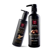 Zobha Winter Care Combo - Macadmia Body Wash + Wheat Germ Body Lotion