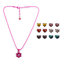 Lil' Star by Ayesha Set Of Girls Flower Pendant Necklace And 6 Pair Of Earrings