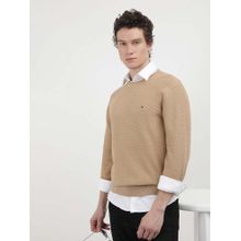Tommy Hilfiger Oval Structure Beige Textured Sweater