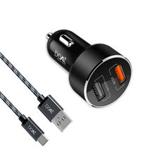 boAt 3 A Qualcomm 3.0 N Turbo Car Charger With Type C Cable (black)