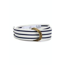 American Eagle Women White Striped Web Belt