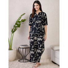 July Nightwear Cotton Black Short Kurti With Pyjama For Women (Set of 2)