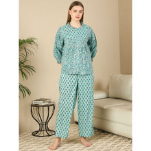 July Nightwear Cotton Blue Short Kurti With Pyjama For Women (Set of 2)