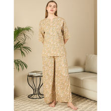July Nightwear Rayon Brown Short Kurti With Pyjama For Women (Set of 2)