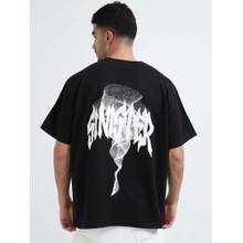 RHINO CULT Men Black Oversize Graphic Printed T-shirt