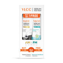 VLCC Vitamin C & Charcoal Serum for AM & Aloe Vera Serum for PM Face Wash Combo